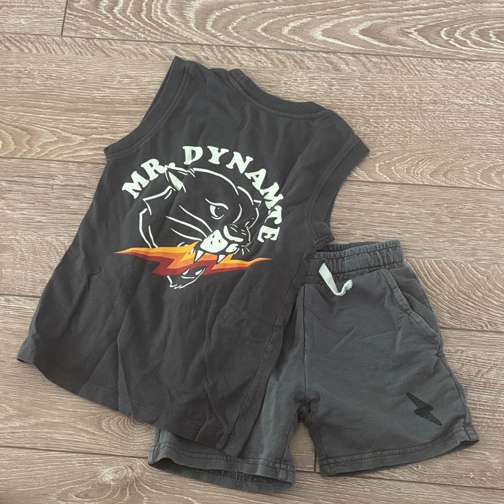 Tiny Whales Mr. Dynamite  Tank Top  and short set size 2T